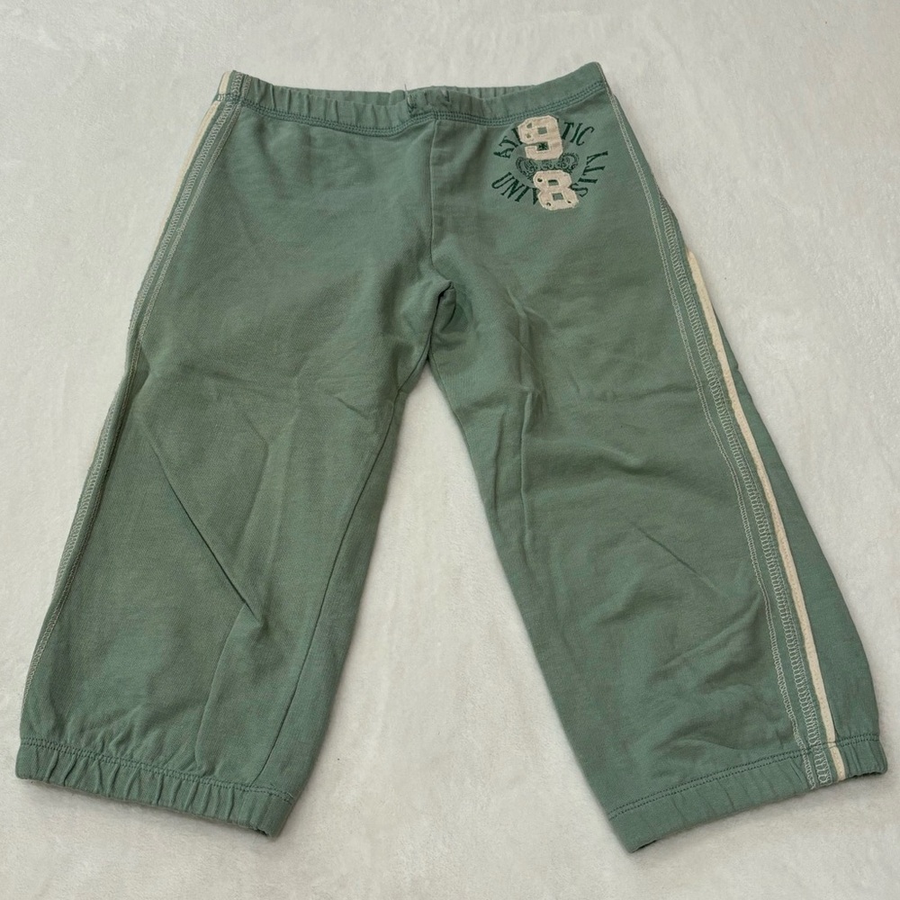 MOSSIMO Girl’s 7/8 Capri Striped Athletic Sweatpants Joggers - green, size S